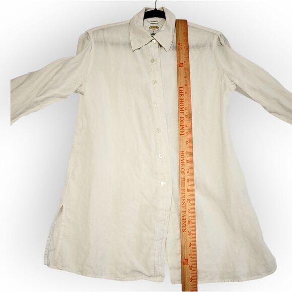 Talbots Irish linen White pearl Button Down classic Shirt SZ 8 - Picture 3 of 8